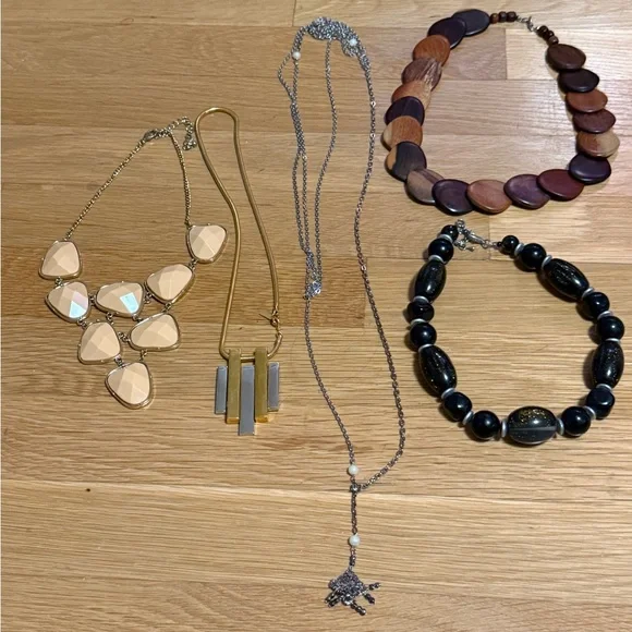 Vintage & Modern Jewelry Lot - 5 Statement Pieces - Gold Tone & Natural Stone - Picture 5 of 5